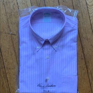Brooks Brothers Pink w/ Blue Stripe Slim Fit Shirt